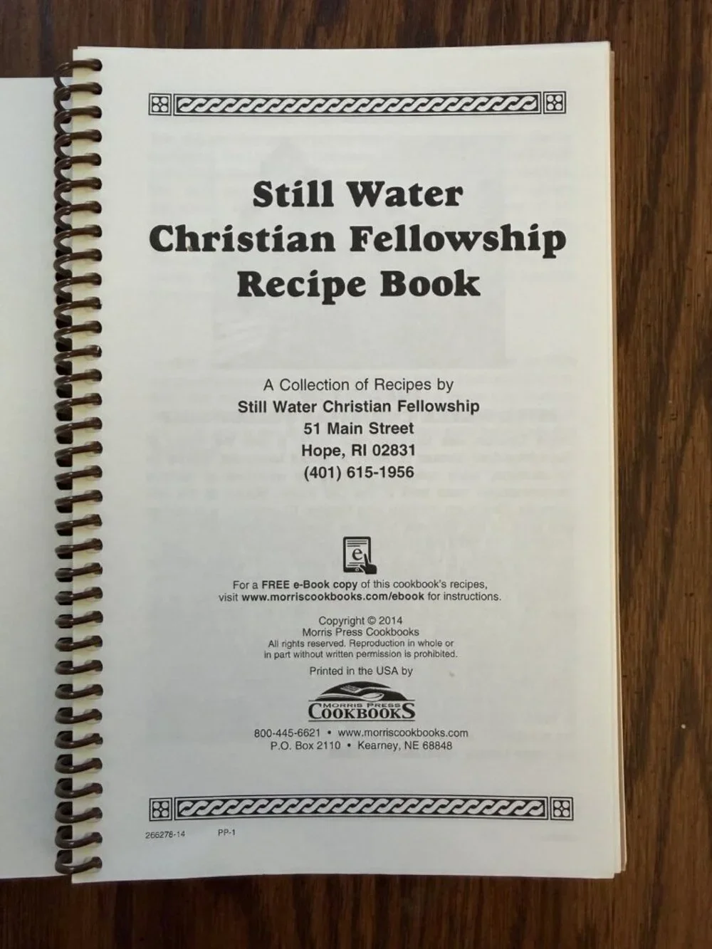 Still Water Christian Fellowship Recipe Book Hope, Rhode‎ Island
